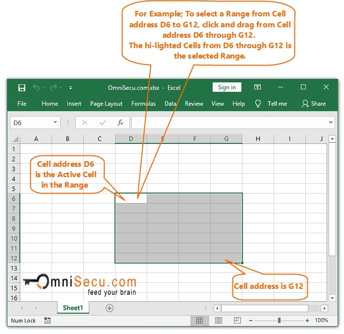 What Is Range In Excel Worksheet And How To Form A Range Address 