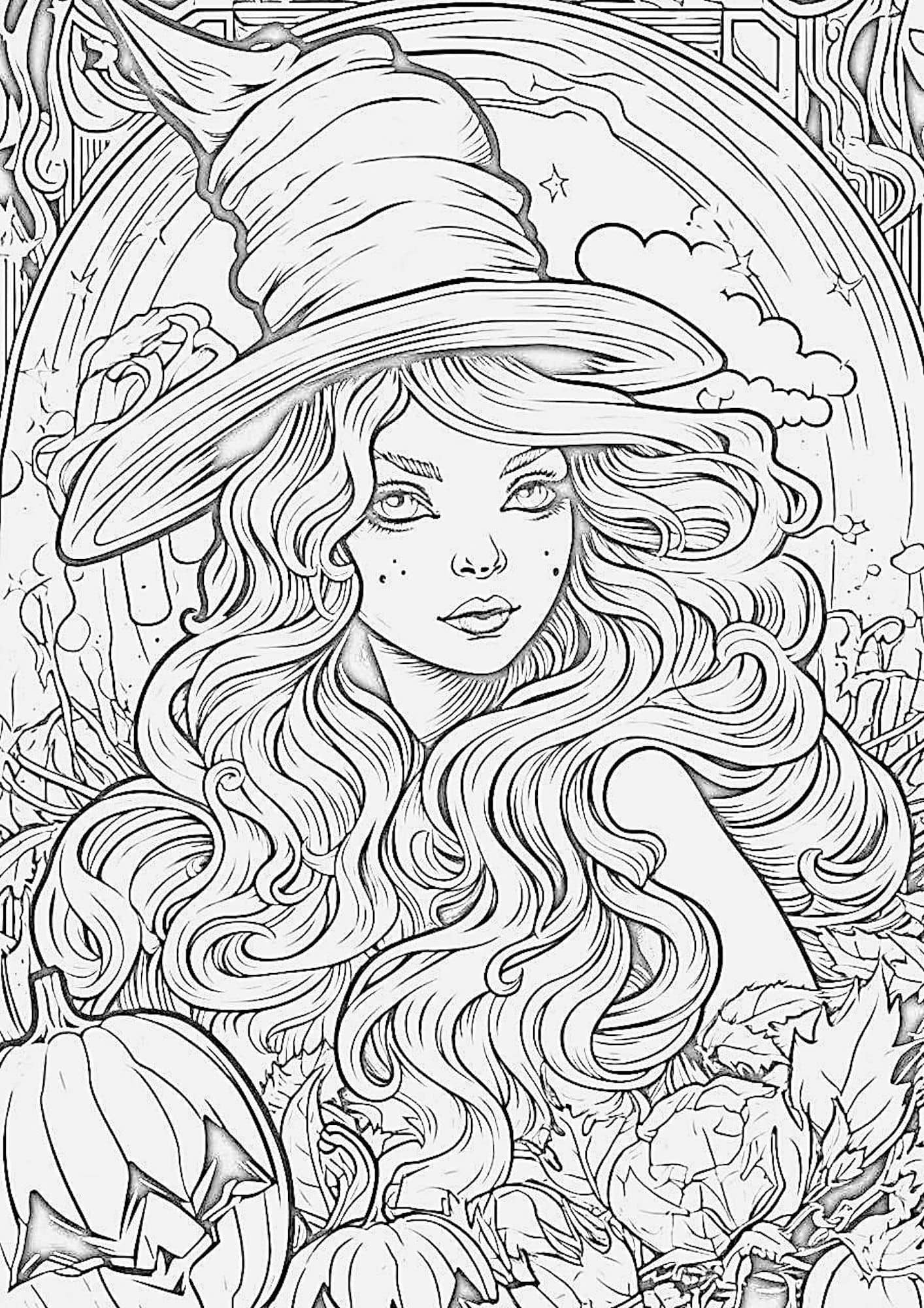 Witch Coloring Pages Moon Coloring Pages Printable Adult Coloring 