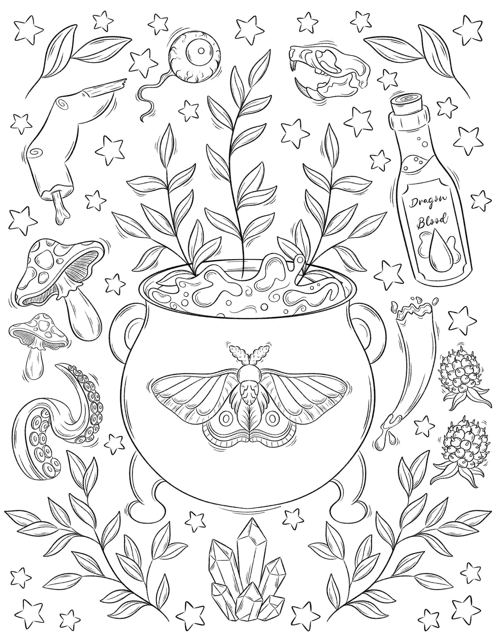 Witch Coloring Pages Vol 2 Crystal Coloring Page Witch Coloring