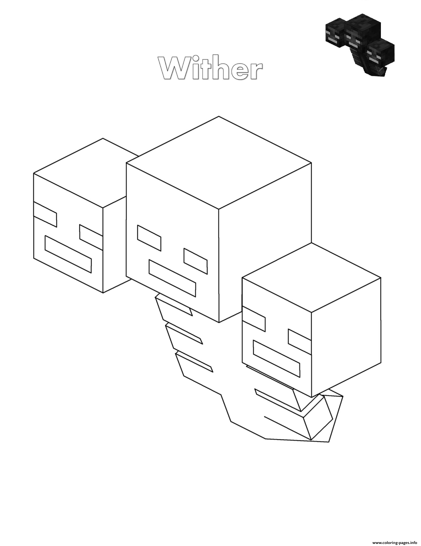 Wither Minecraft Coloring Page Printable