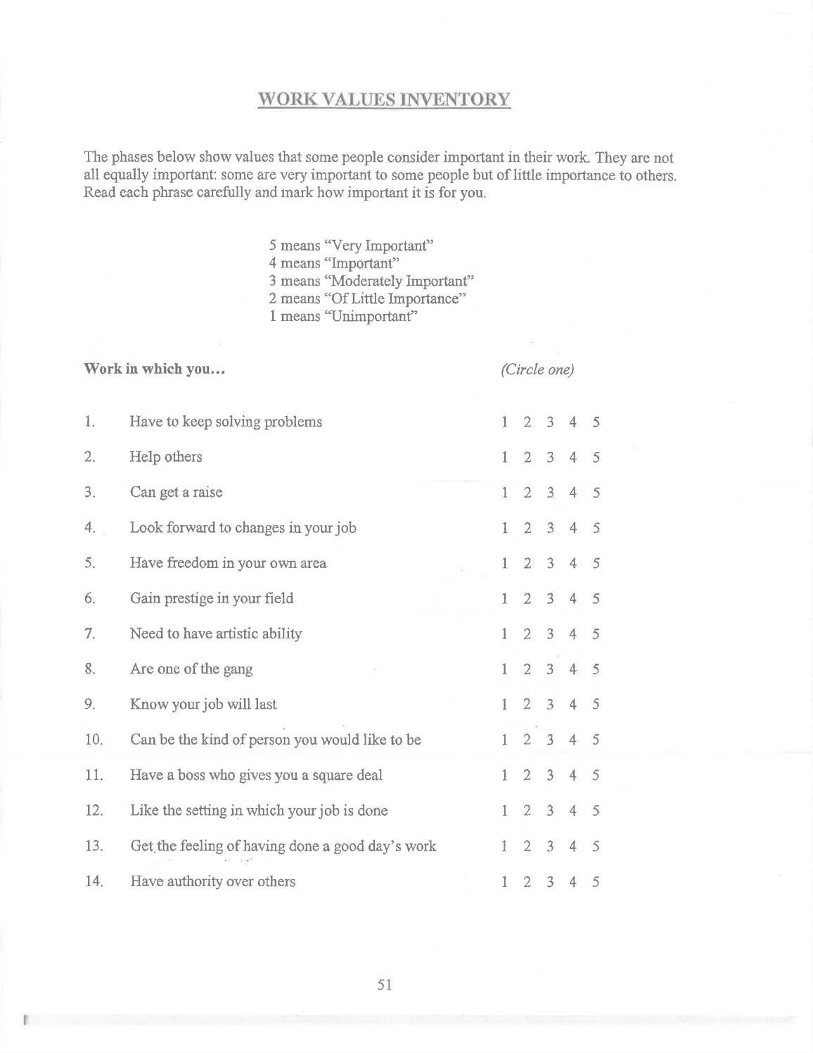 Work Values Inventory Worksheet By Rae Wilde Issuu