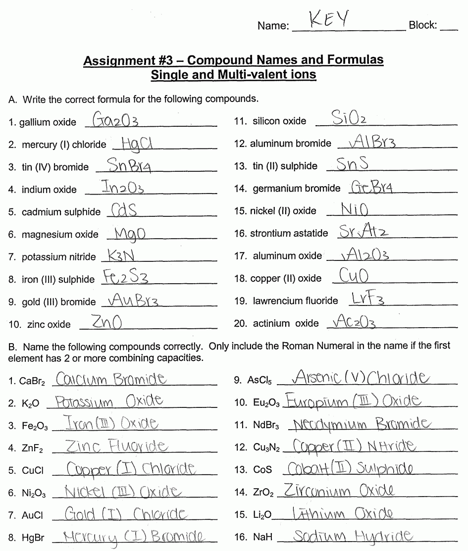 chemical formula writing worksheet