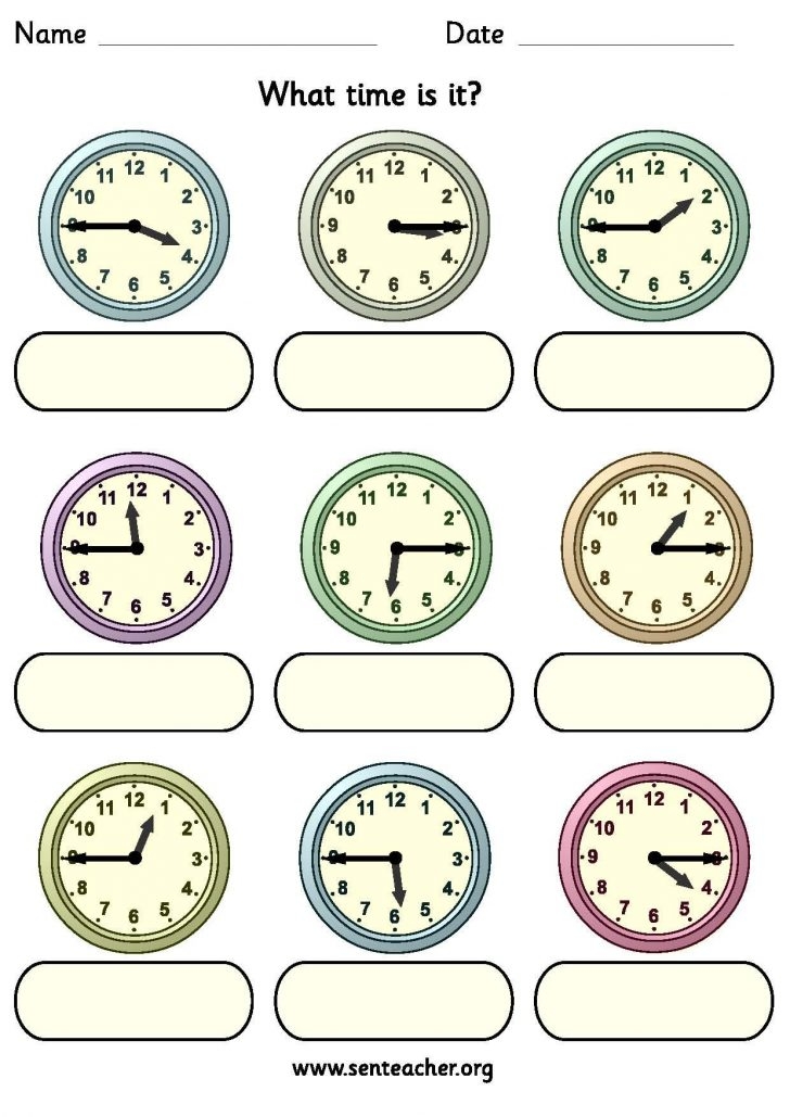 Worksheet Containing 9 Analogue Clocks Showing Quarter To Printable 