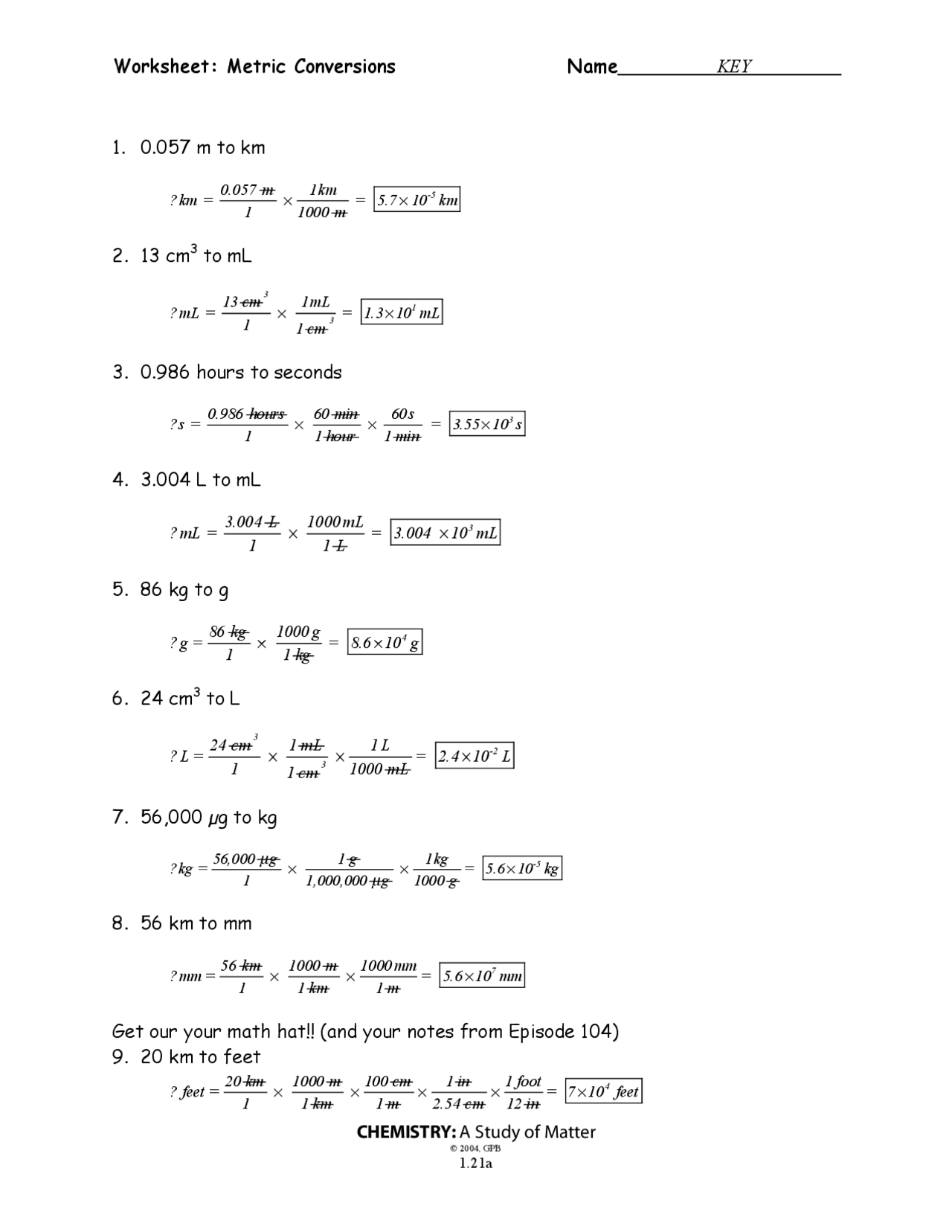 unit conversions worksheet