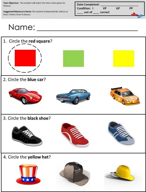Worksheets For Autistic Kindergarteners