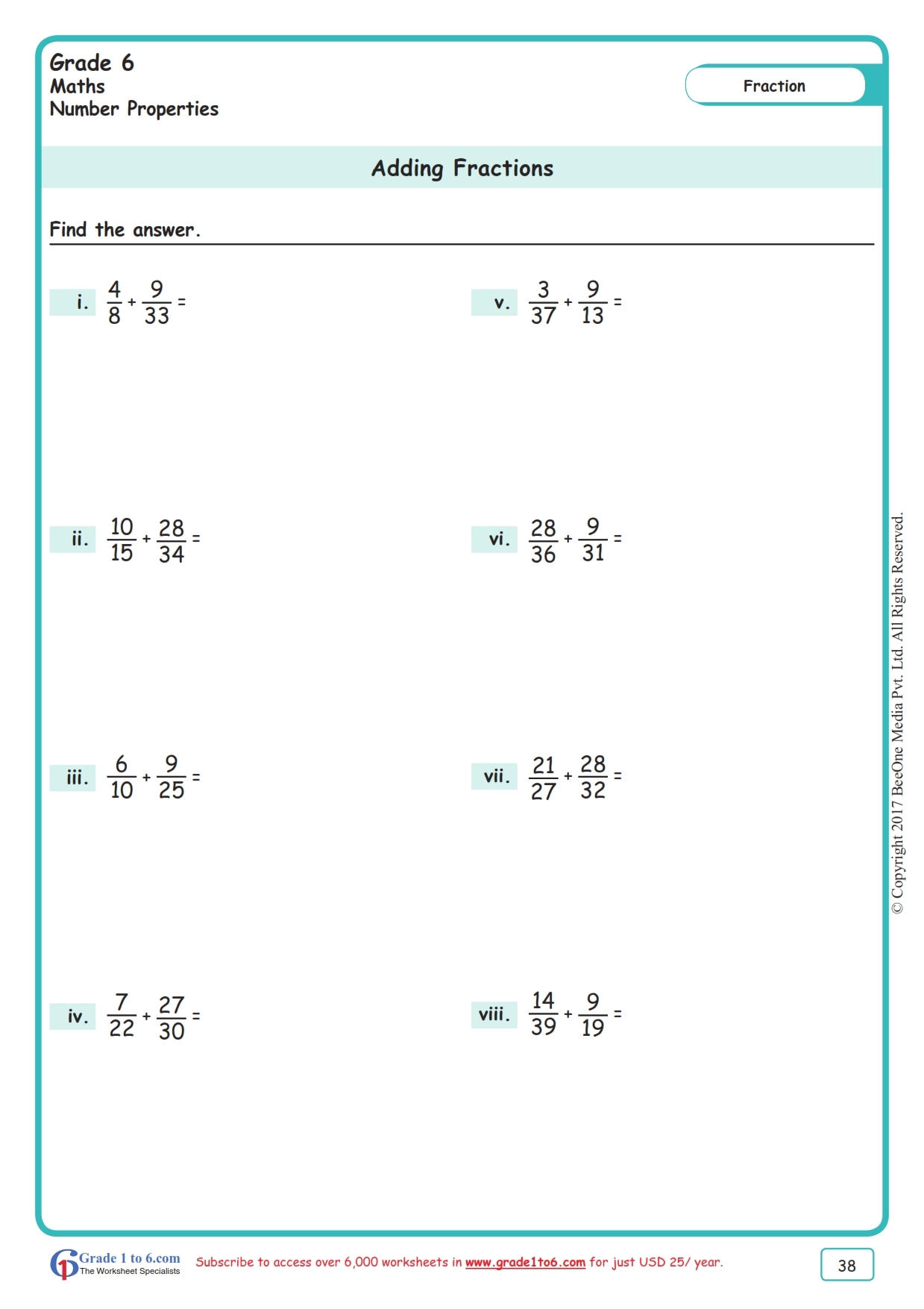 Worksheets For Fraction Addition Worksheets Library