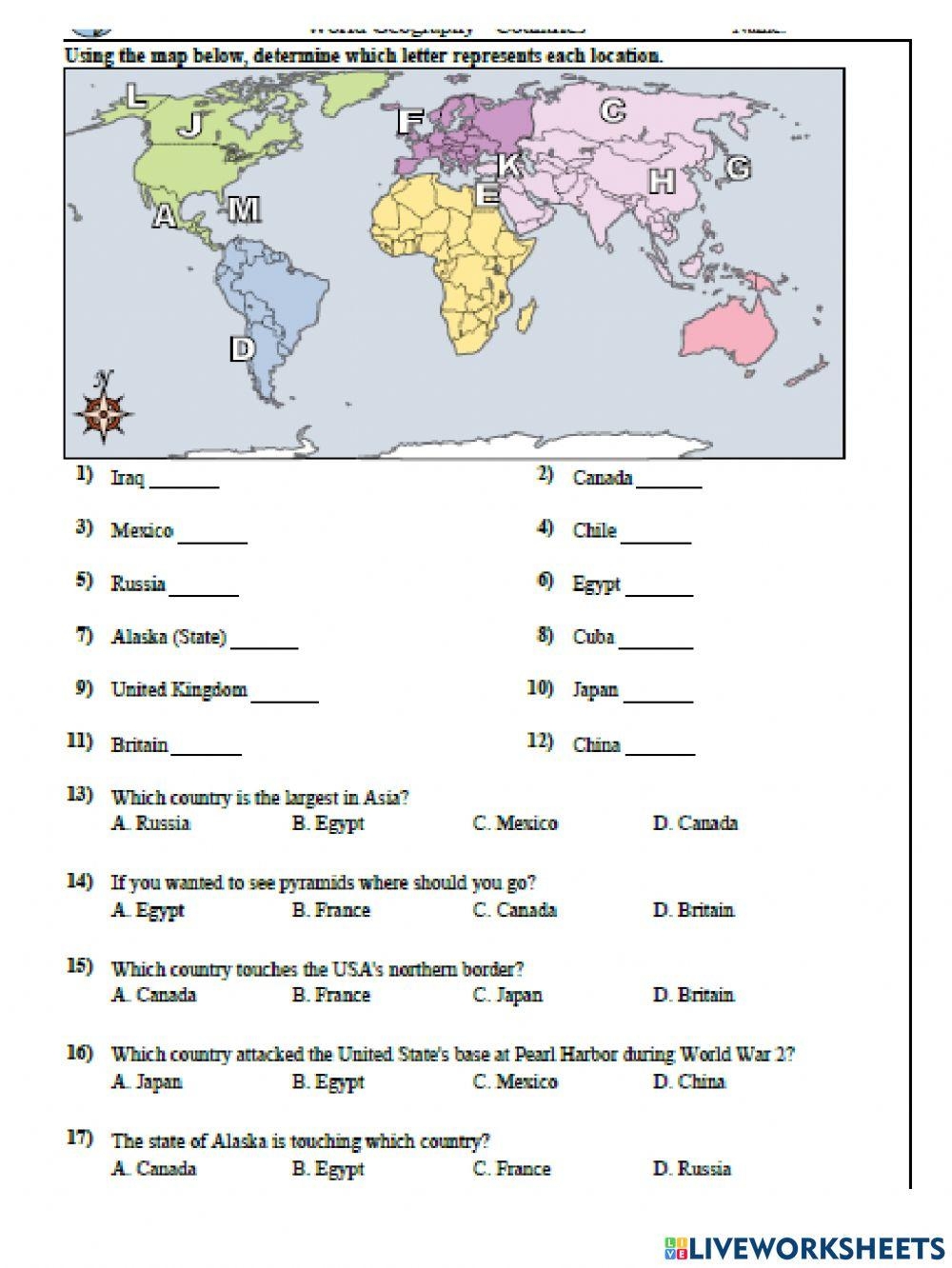 world geography printable games