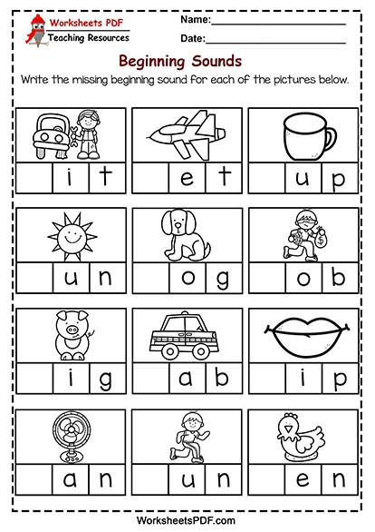 beginning sounds worksheets for kindergarten pdf