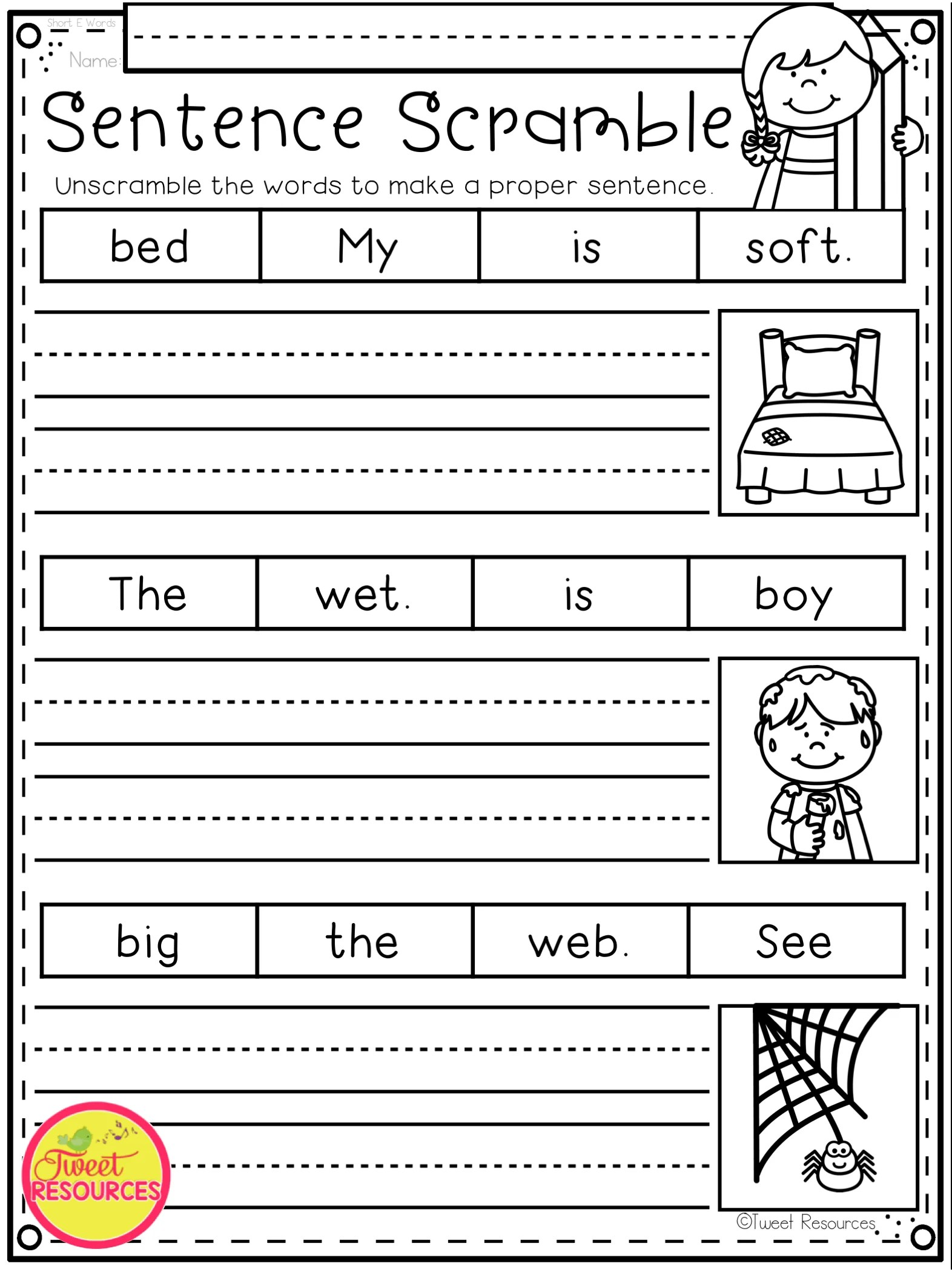 Writing Sentences Kindergarten Worksheets Library