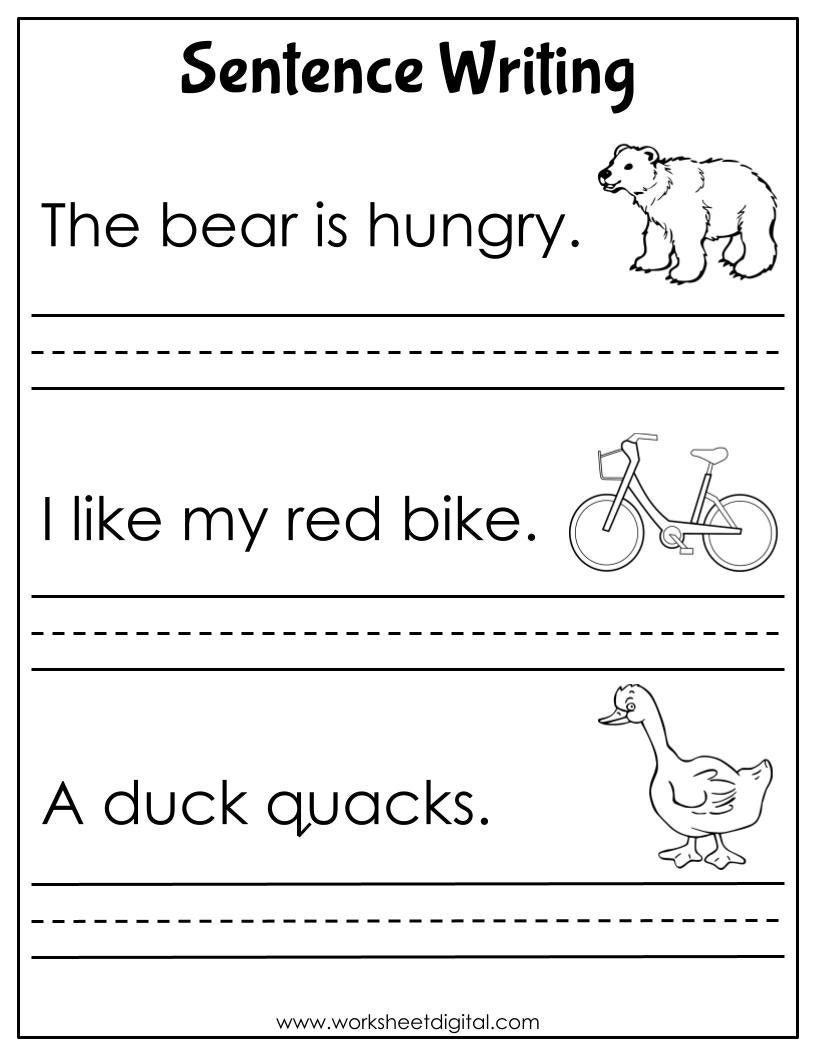 writing simple sentences worksheets pdf