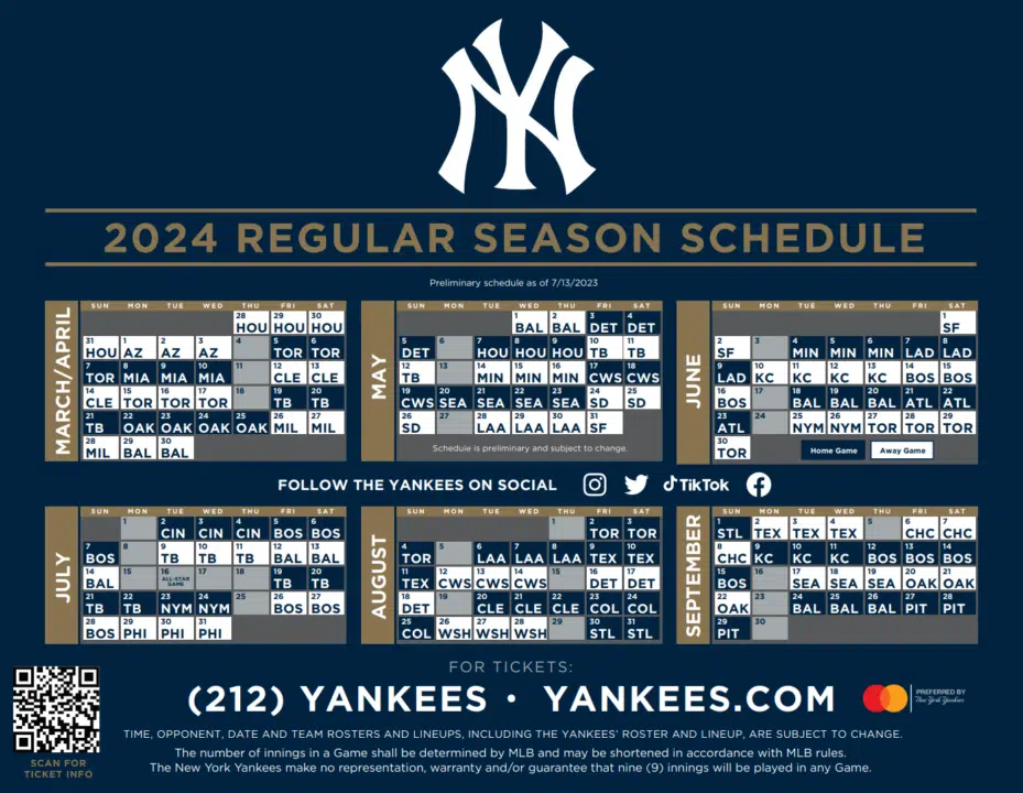 Yankee 2025 Schedule Eli Sullivan
