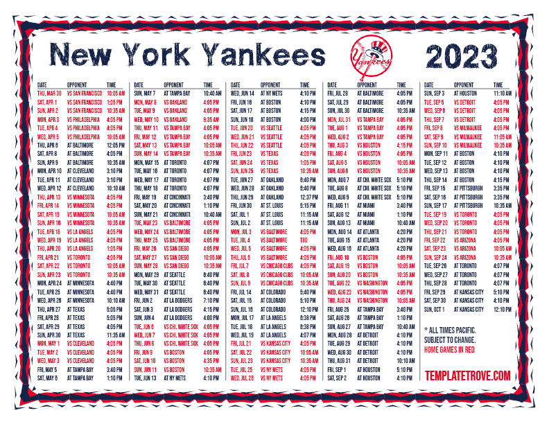 Yankee And Kees 2025 Schedule Printable Stella Faith