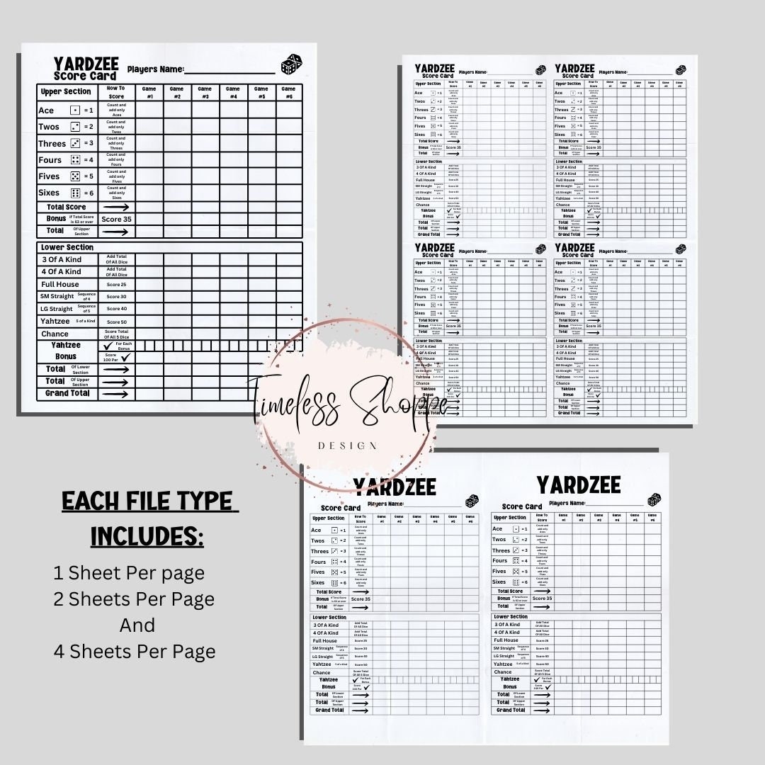 Yardzee Printable Yardzee Game Game Template Printable Pdf Png Svg 