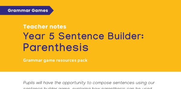 Year 5 Grammar Games Parenthesis Sentence Builder Plazoom