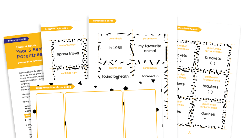 Year 5 Grammar Games Parenthesis Sentence Builder Plazoom