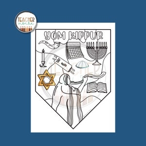 Yom Kippur Coloring Yom Kippur Printable Worksheets Jewish Etsy