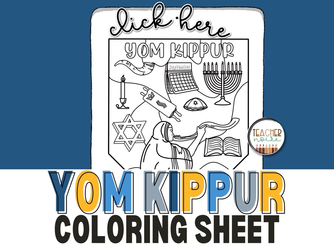 Yom Kippur Coloring Yom Kippur Printable Worksheets Jewish Etsy