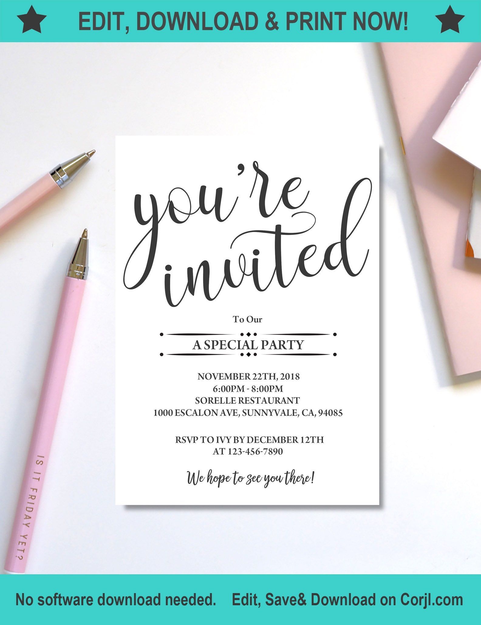 printable you re invited template