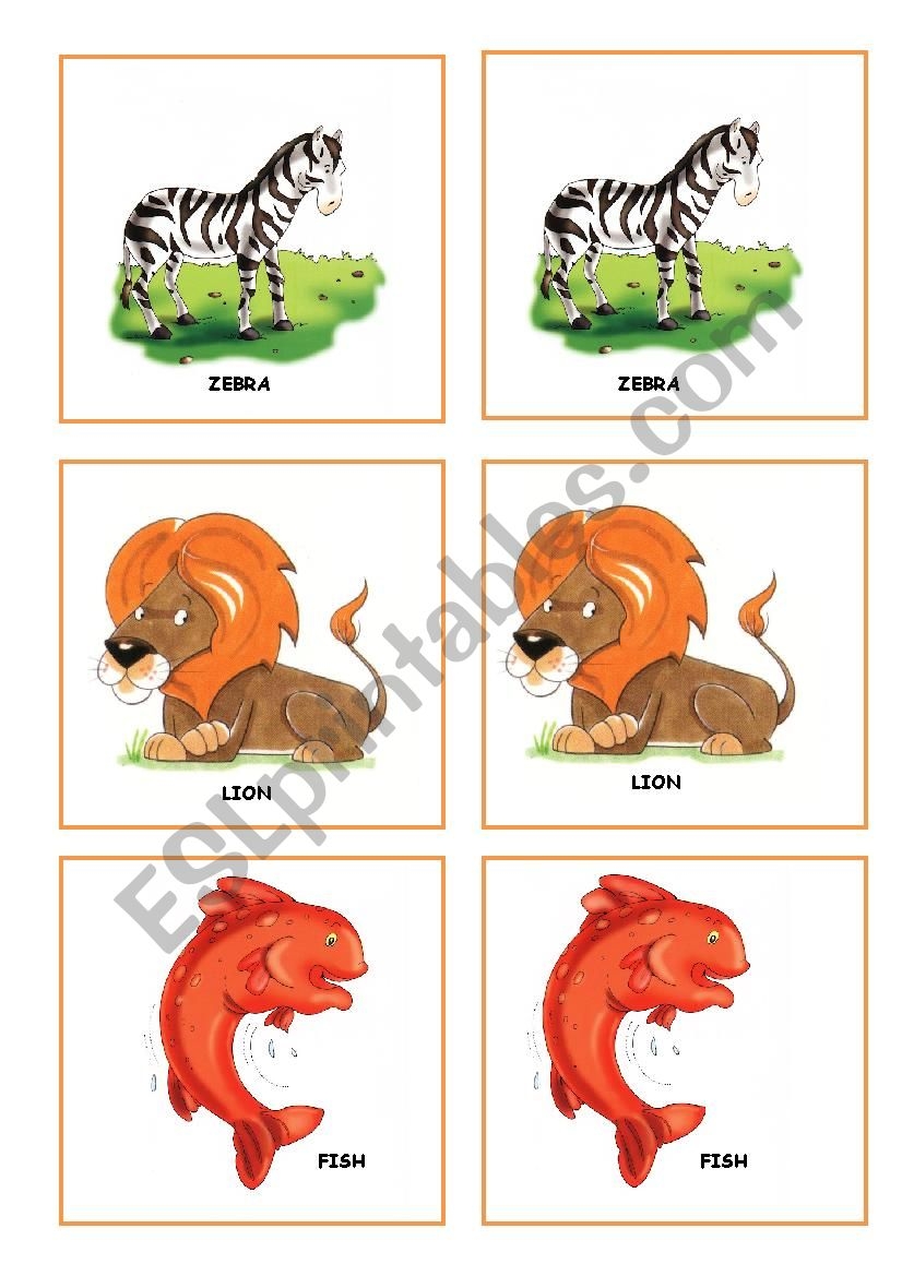 ZOO ANIMALS MEMORY GAME PART 1 ESL Worksheet By Mary81