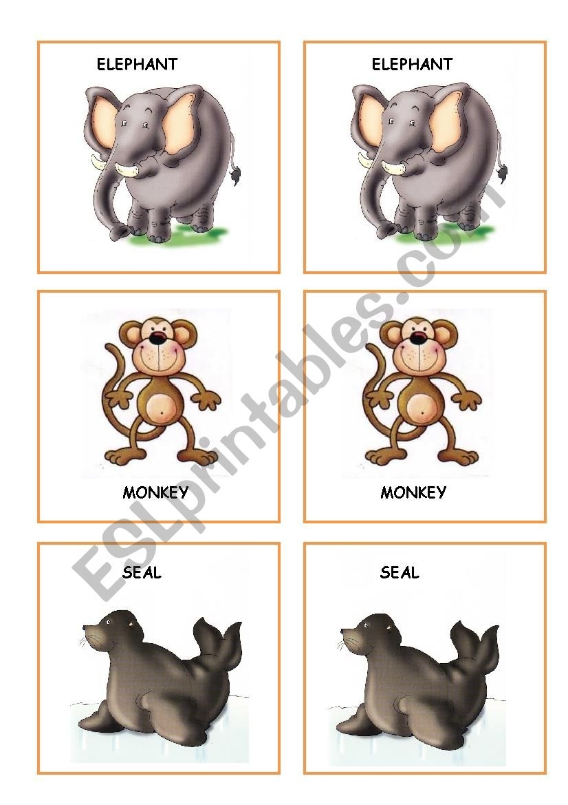 ZOO ANIMALS MEMORY GAME PART 2 ESL Worksheet By Mary81