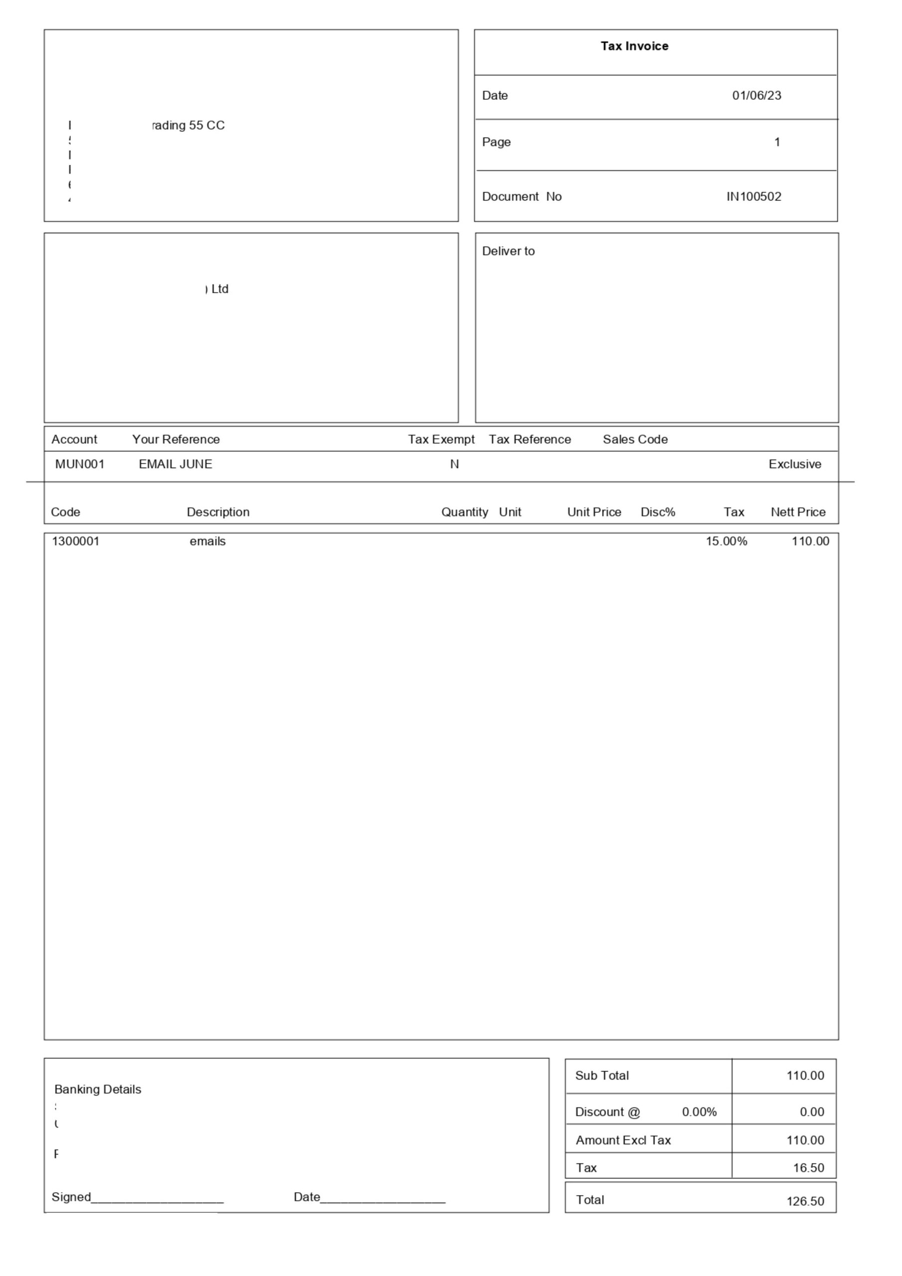 sage invoice template
