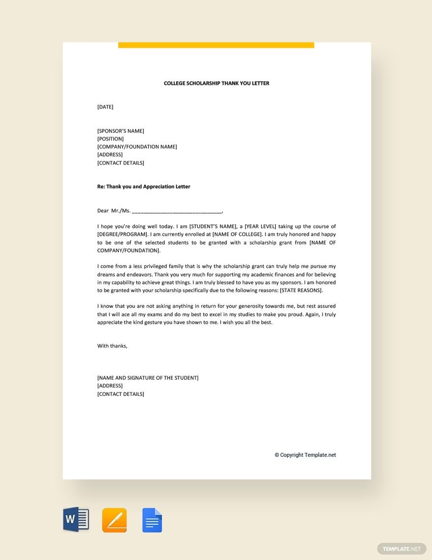 scholarship thank you letter template scholarship thank you letter template