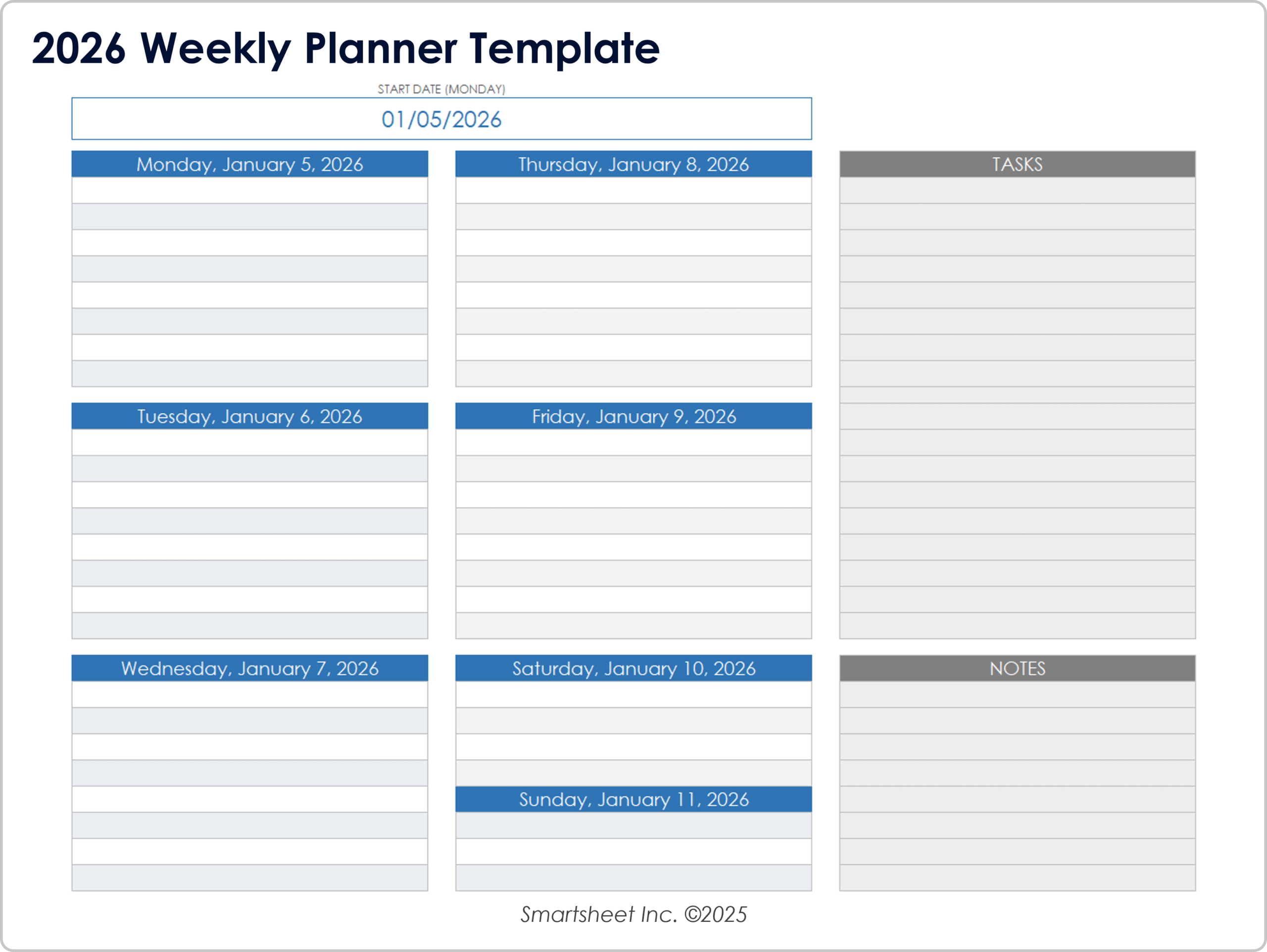 2024 Weekly Date Range Excel Template