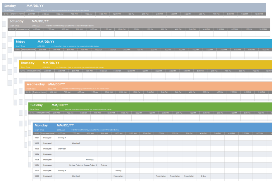 Free Excel Hourly Schedule Templates Editable Printable