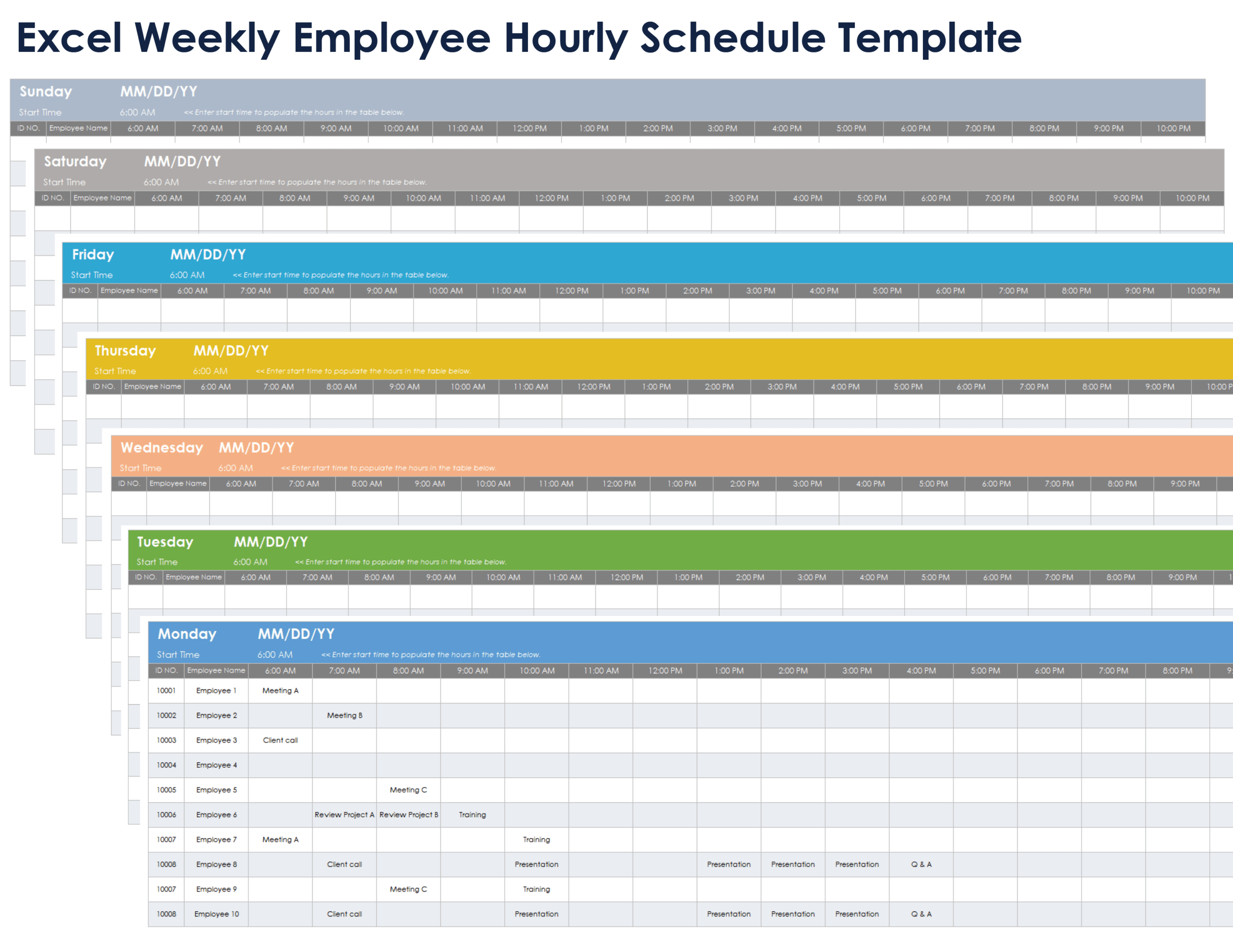 Free Excel Hourly Schedule Templates Editable Printable