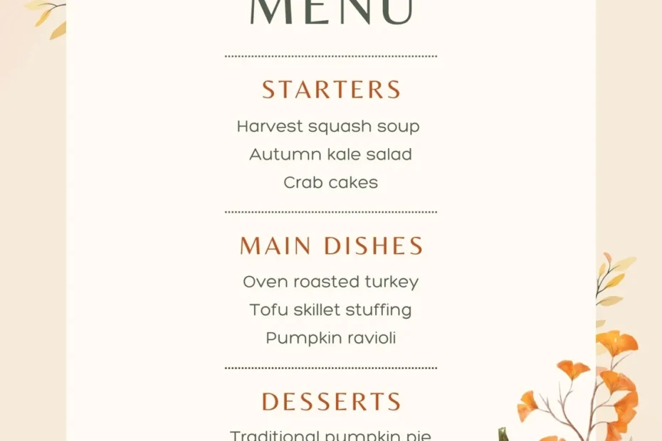 Free Printable Customizable Thanksgiving Menu Templates Canva