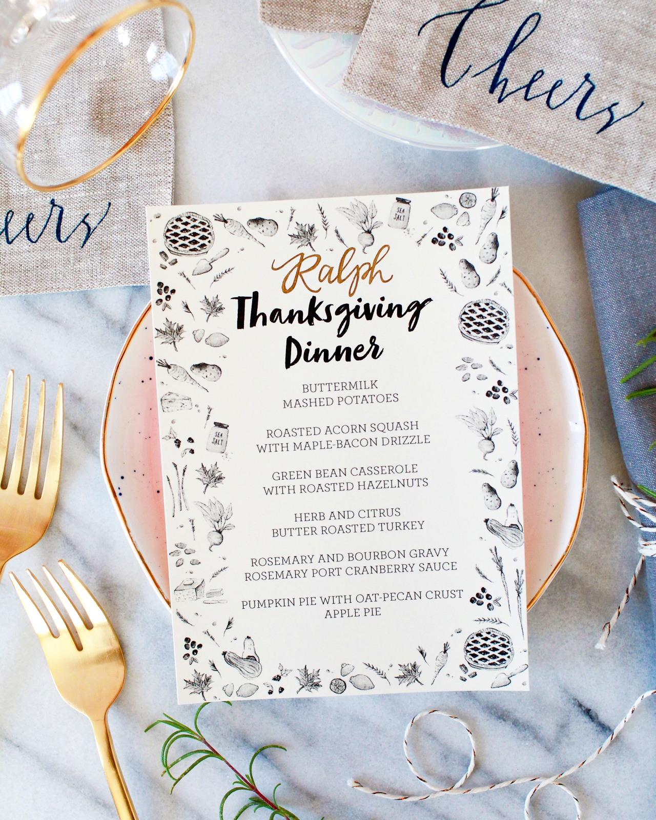 thanksgiving dinner menu template