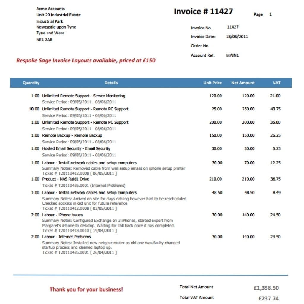 Sage Invoice Template Smart IT Software