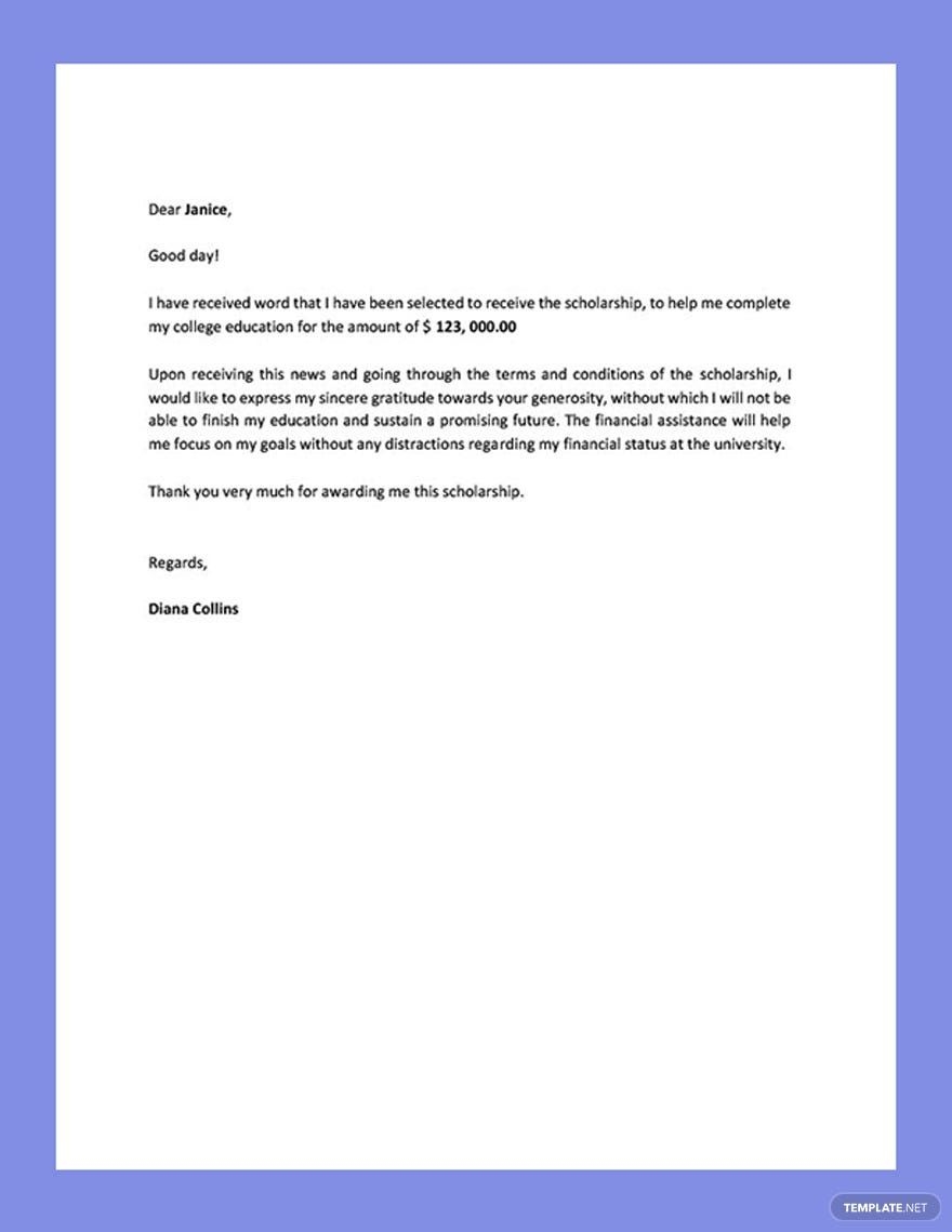 Scholarship Thank You Letter Template In Google Docs Word PDF Download Template Scholarship Thank You Letter Template In Google Docs Word PDF Download Template