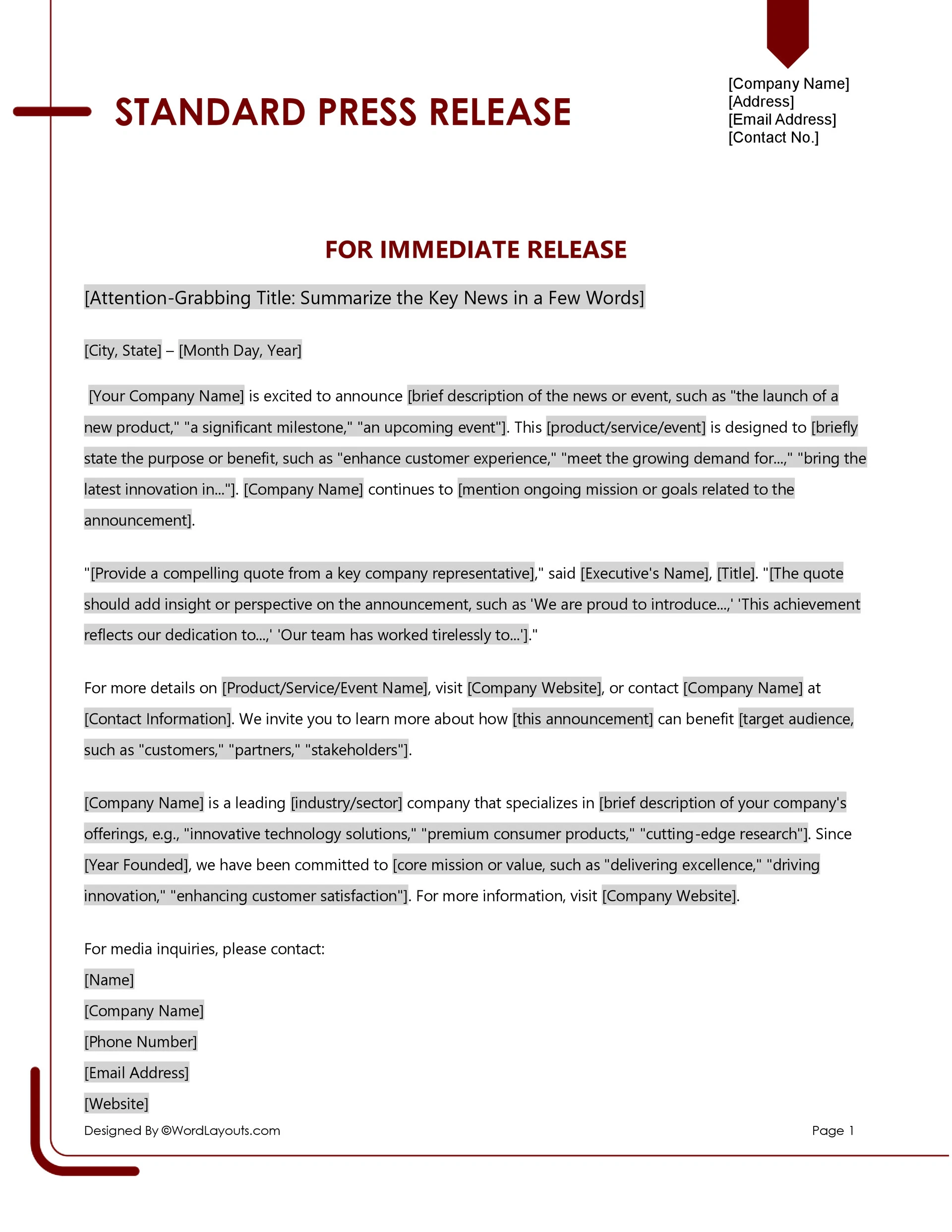news release template